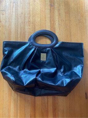 Adriano Goldshmied Black Patent Leather Tote Bag with Top Handles